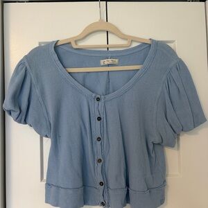 We The Free Light Blue Button-Down Top
